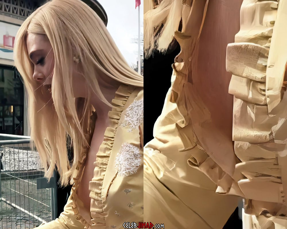 Elle Fanning Nipple knife abused