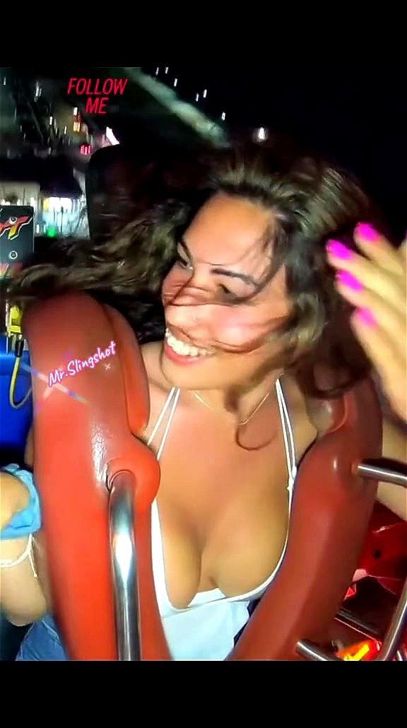 Slingshot Ride Boobs Out posing naked