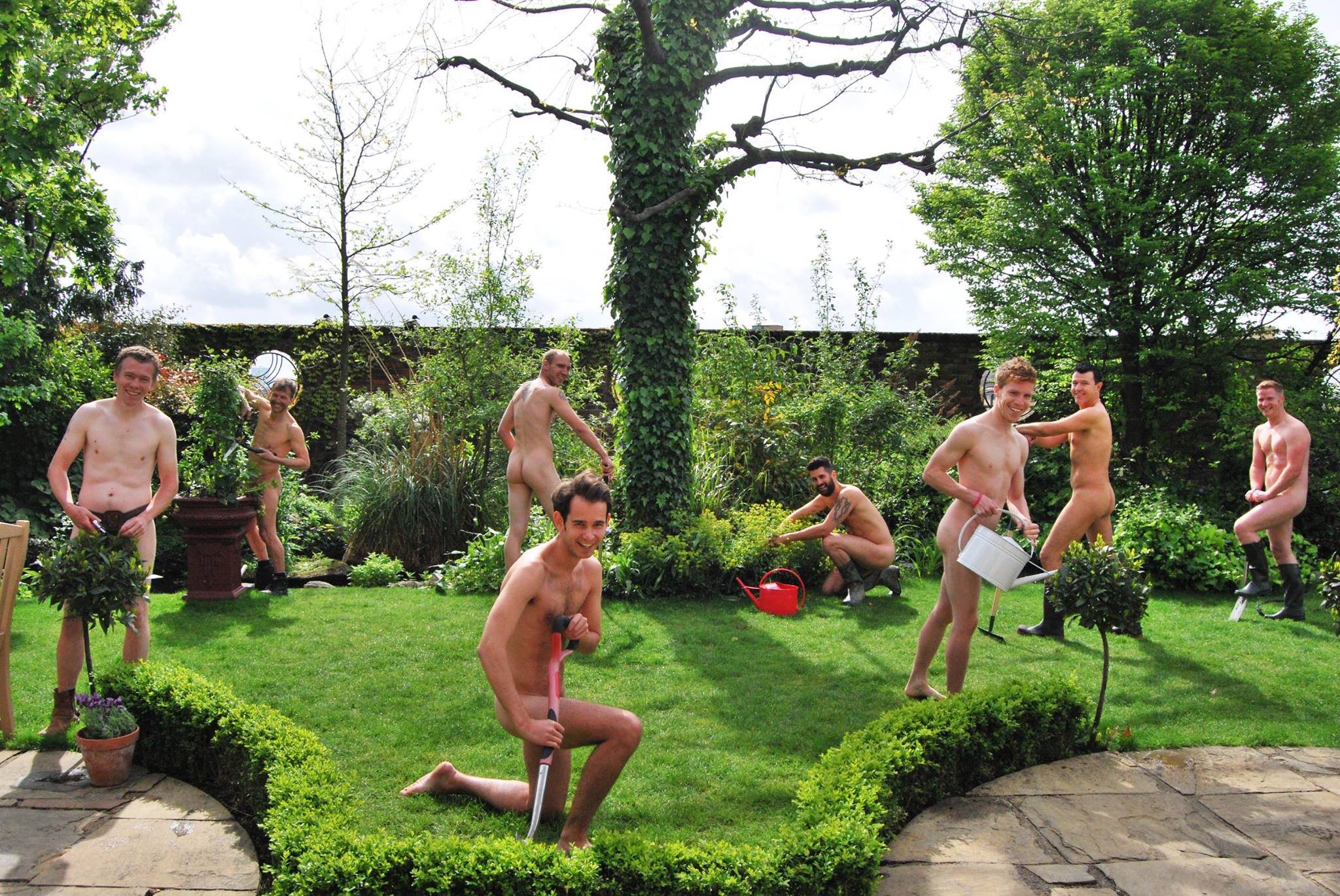 in the garden naked