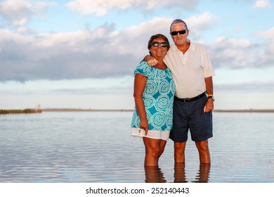 mature couple beach